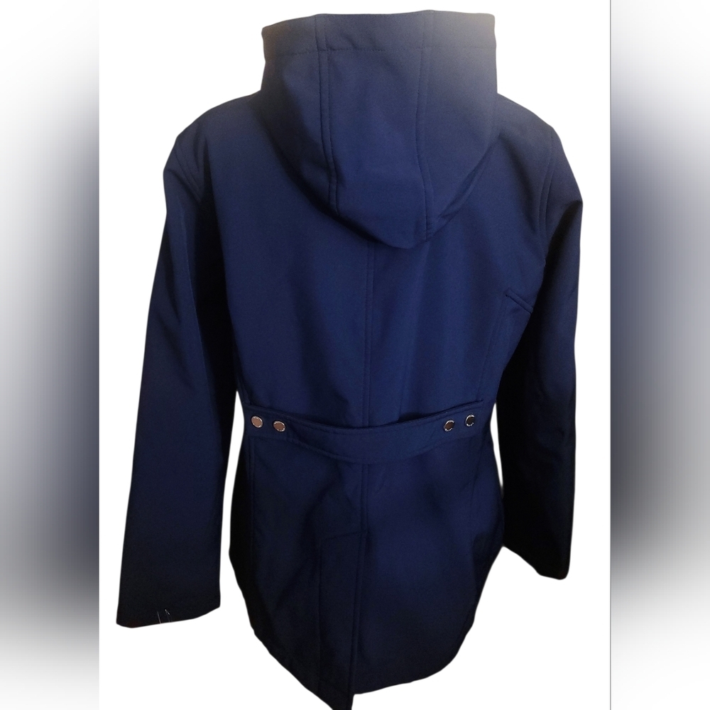 Tommy Hilfiger Coat Women's Size Large Navy Blue Iconic Soft Shell Hooded Jacket - Picture 3 of 11